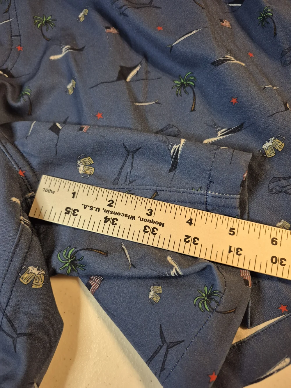 Huk Blue Palm Tree & Yacht Print Swim Trunks 4833